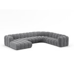 Panorama corner sofa &#39;lupine&#39; grey, velvet, right