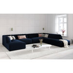 Kampinė sofa rubino, 7 vietų (micadon home) sodri mėlyna, aksominė, geresnė