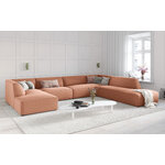 Stūra dīvāns rubīns, 7-vietīgs (micadon home) rozā, samta, labāk