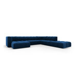 Panorama kampinė sofa &#39;serena&#39; giliai mėlyna, aksominė, geriau