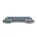 Sofa mamaia, 6-seater (micadon home) light blue, velvet, gold metal