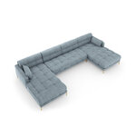 Sofa mamaia, 6-seater (micadon home) light blue, velvet, gold metal