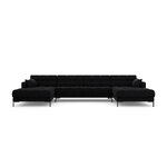 Sofa mamaia, 6 vietų (micadoni home) juoda, aksominė, juodo metalo