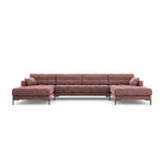 Sofa mamaia, 6 vietų (micadoni home) rožinė, aksominė, juodo metalo