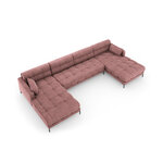 Sofa mamaia, 6 vietų (micadoni home) rožinė, aksominė, juodo metalo