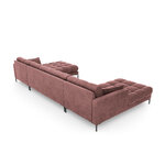 Sofa mamaia, 6 vietų (micadoni home) rožinė, aksominė, juodo metalo