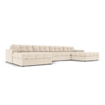 Panoraminė sofa (justin) micadon limituoto leidimo šviesiai smėlio spalvos, struktūrinio audinio