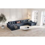 Panoramic sofa (justin) micadon limited edition dark blue, structured fabric