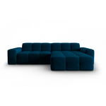 Бархатный угловой диван кендал (микадони) правый, темно-синий