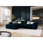 Velvet corner sofa kendal (micadoni), left, dark blue