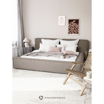 Tummanbeige sänky liinavaatelaatikolla (lennon) 200x200, kosmeettisilla virheillä.