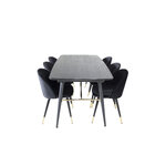 Rectangular dining set (gold, velvet)