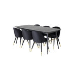 Rectangular dining set (gold, velvet)