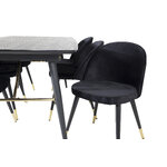 Rectangular dining set (gold, velvet)