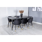 Rectangular dining set (gold, velvet)