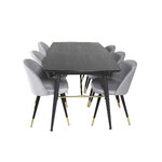 Rectangular dining set (gold, velvet)