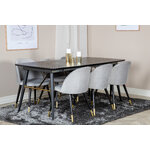 Rectangular dining set (gold, velvet)