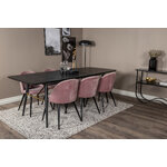 Rectangular dining set (gold, velvet)