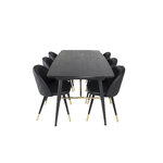 Rectangular dining set (gold, velvet)