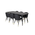 Rectangular dining set (gold, velvet)