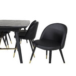 Rectangular dining set (gold, velvet)