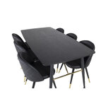 Rectangular dining set (gold, velvet)