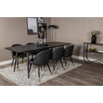 Rectangular dining set (gold, velvet)