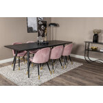 Rectangular dining set (gold, velvet)