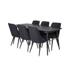 Rectangular dining set (gold, velvet deluxe)