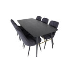 Rectangular dining set (gold, velvet deluxe)