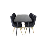 Rectangular dining set (gold, velvet deluxe)