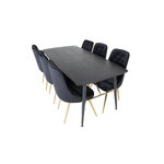 Rectangular dining set (gold, velvet deluxe)