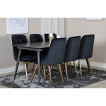 Rectangular dining set (gold, velvet deluxe)