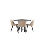 Round dining set (copenhagen, velvet)