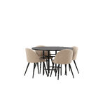 Round dining set (copenhagen, velvet)