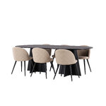 Rectangular dining set (bootcut oval, velvet)