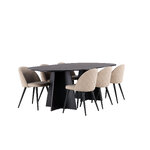 Rectangular dining set (bootcut oval, velvet)