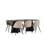 Rectangular dining set (bootcut oval, velvet)