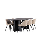 Rectangular dining set (bootcut oval, velvet)