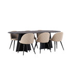 Rectangular dining set (bootcut oval, velvet)