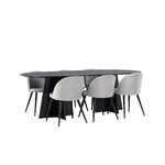 Rectangular dining set (bootcut oval, velvet)