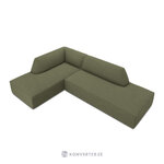 Modular corner sofa (sao) windsor &amp; co green, velvet, without legs, left