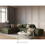 Modular corner sofa (sao) windsor &amp; co green, velvet, without legs, left