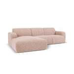 Corner sofa &#39;lola&#39; pink, boucle, left