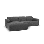 Kampinė sofa &#39;lola&#39; tamsiai pilka, boucle, kairė