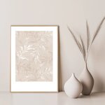 Puiduvärvi raamiga seinapilt white leaves 1 (malerifabrikken) 50x70 terve
