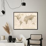 Sieninis paveikslas su juodu rėmeliu worldmap vintage (malerifabrikken) brown