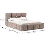 Dark Beige Upholstered Bed (Tayla) 140x200
