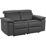 Серый кожаный диван с функцией релаксации (бинадо)