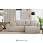 Žalia L formos sofa-lova su lentyna (napoli L) komfortas